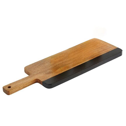 GGM Gastro (6 pcs) Serving Board - ROCKWOOD - 6-piece set - incl. writable natural slate strip - acacia wood - 405x130mm