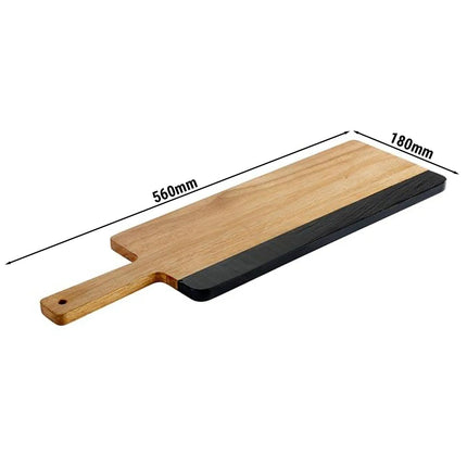 GGM Gastro (6 pcs) Serving Board - ROCKWOOD - incl. writable natural slate strip - acacia wood - 560x180mm