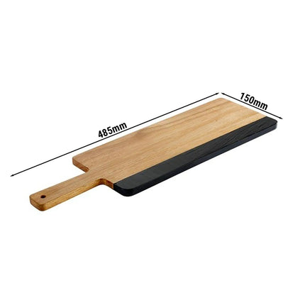 GGM Gastro (6 pcs) Serving Board - ROCKWOOD - incl. writable natural slate strip - acacia wood - 485x150mm