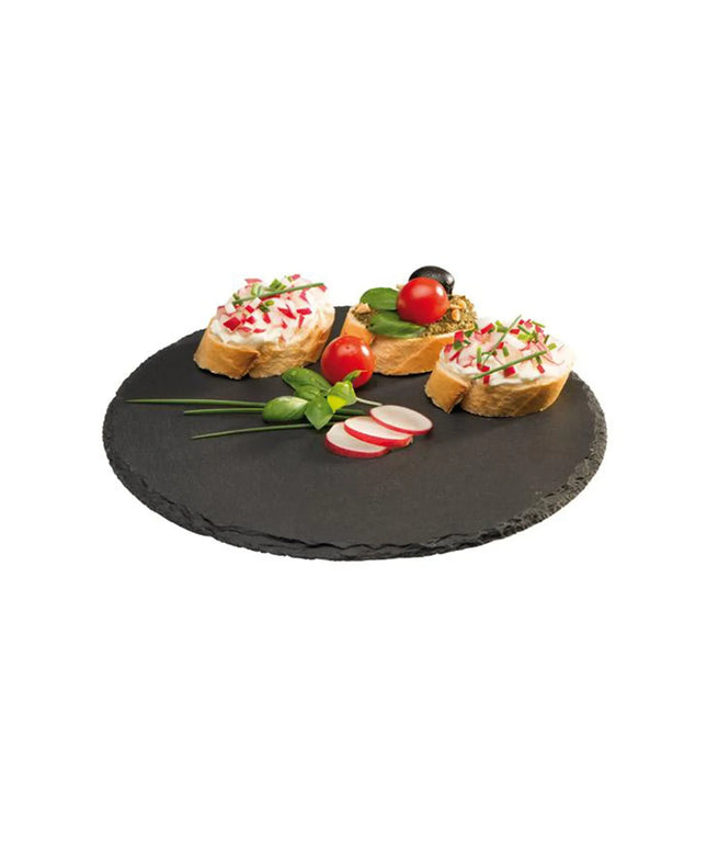 GGM Gastro (6 pcs) Slate Serving Board - Natural Slate - Ø220mm - Black