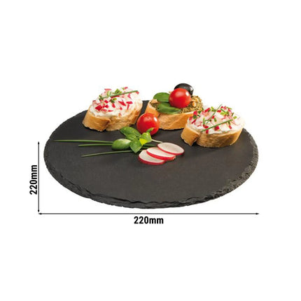 GGM Gastro (6 pcs) Slate Serving Board - Natural Slate - Ø220mm - Black