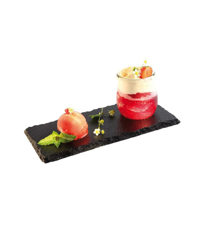 GGM Gastro (6 pcs) Slate Serving Board - Natural Slate - 250x120mm - with 1 recess Ø60mm - Black