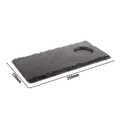 GGM Gastro (6 pcs) Slate Serving Board - Natural Slate - 250x120mm - with 1 recess Ø60mm - Black