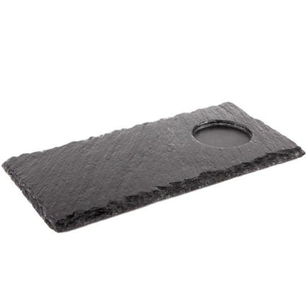 GGM Gastro (6 pcs) Slate Serving Board - Natural Slate - 250x120mm - with 1 recess Ø60mm - Black