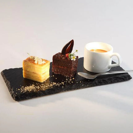GGM Gastro (6 pcs) Slate Serving Board - Natural Slate - 250x120mm - with 1 recess Ø60mm - Black