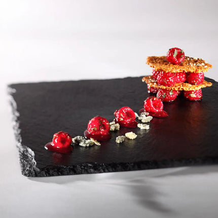 GGM Gastro (6 pcs) Slate Serving Board - Natural Slate - 250x250mm - Black