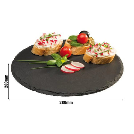 GGM Gastro (6 pcs) Slate Serving Board - Natural Slate - Ø280mm - Black