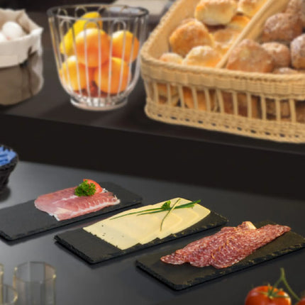 GGM Gastro (6 pcs) Slate Serving Board - Natural Slate - 300x120mm - Black