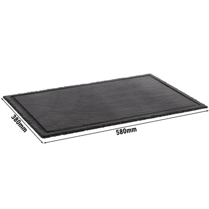 GGM Gastro (6 pcs) Slate Serving Board - Natural Slate - 580x380mm - with Grooved Border - Black