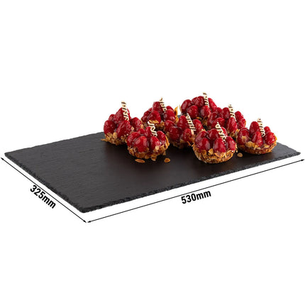 GGM Gastro (6 pcs) Slate Serving Board - Natural Slate - GN 1/1 - 530x325mm - Black