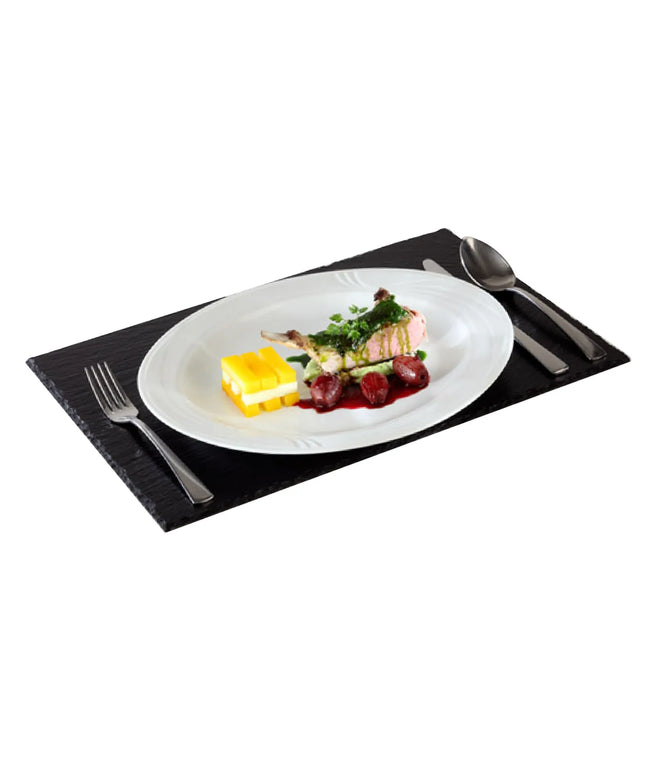 GGM Gastro (6 pcs) Slate Serving Board - Rectangular - Natural Slate - 450x300mm - Black