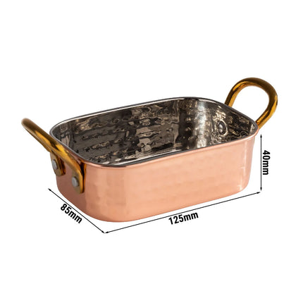 GGM Gastro (6 pcs) Small Serving Pan - MUMBAI - stainless steel - 0.25 litres - 125x85mm - hammered finish