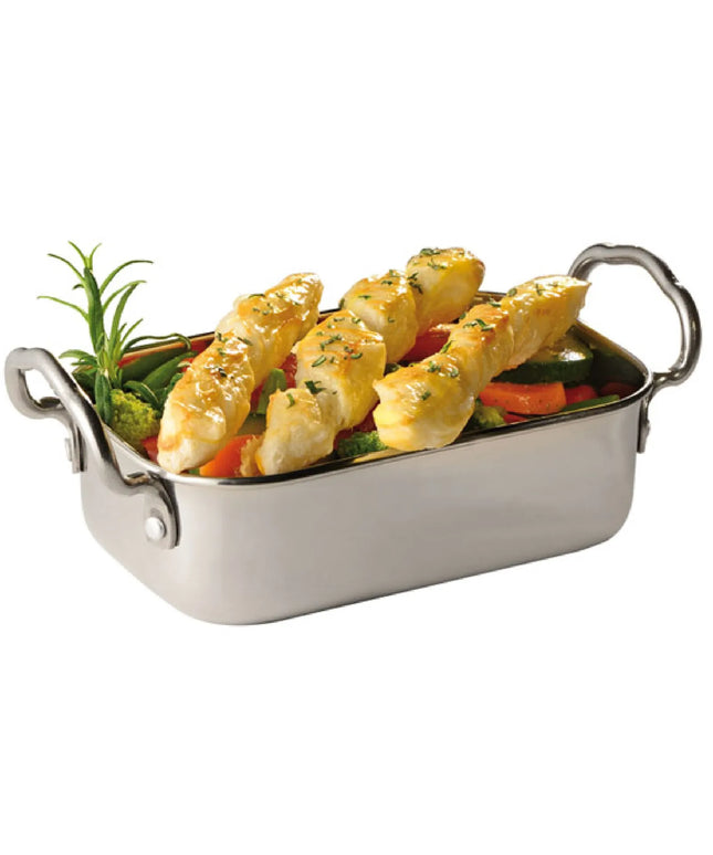 GGM Gastro (6 pcs) Small Serving Pan - SNACKHOLDER - stainless steel - 0.5 litres - 175x95mm - with side handles