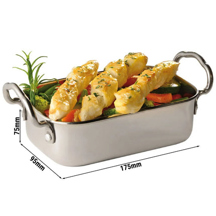 GGM Gastro (6 pcs) Small Serving Pan - SNACKHOLDER - stainless steel - 0.5 litres - 175x95mm - with side handles