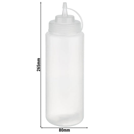 GGM Gastro (6 pcs) Squeeze Sauce Bottle - Polyethylene (LDPE) - 1020ml - Ø 80mm - with Screw Top Cap - Clear