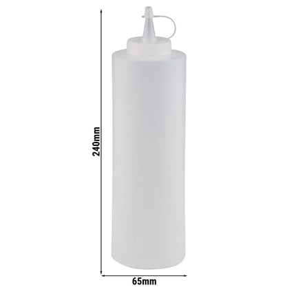 GGM Gastro (6 pcs) Squeeze Sauce Bottle - Polyethylene (LDPE) - 650ml - Ø 65mm - with Screw Top Cap - White