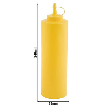 GGM Gastro (6 pcs) Squeeze Sauce Bottle - Polyethylene (LDPE) - 650ml - Ø 65mm - with Screw Top Cap - Yellow
