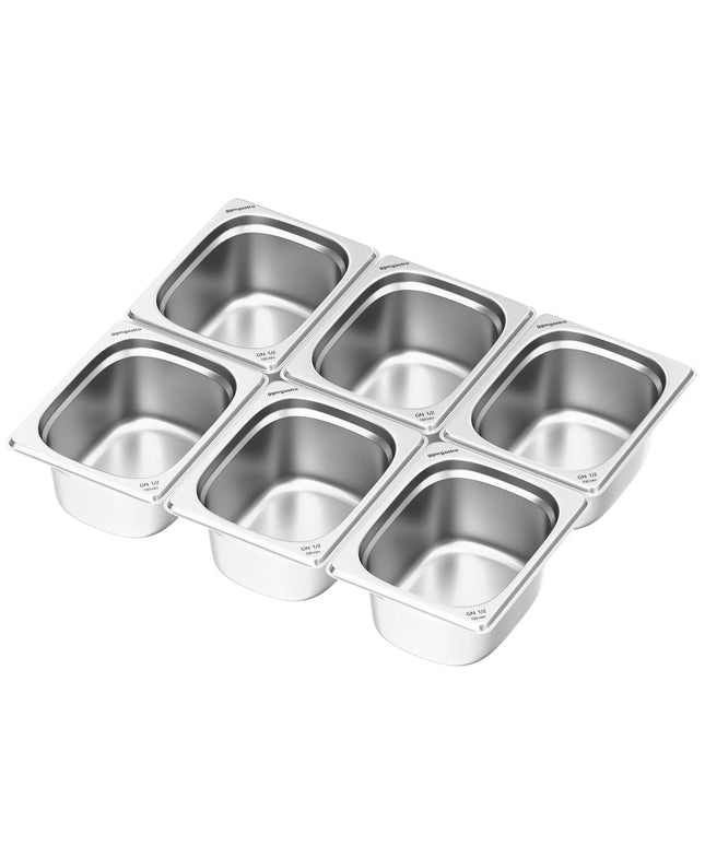 GGM Gastro (6 pcs) Stainless Steel Gastronorm Pan GN 1/2 - Depth: 150mm