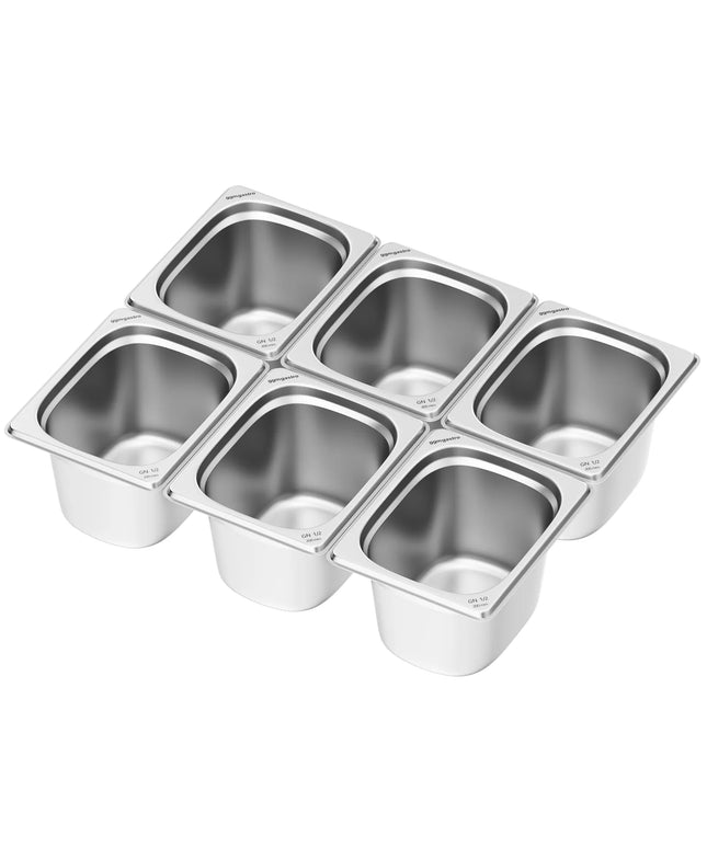 GGM Gastro (6 pcs) Stainless Steel Gastronorm Pan GN 1/2 - Depth: 200mm