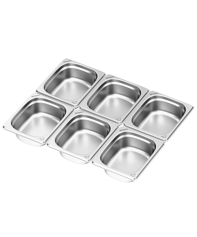 GGM Gastro (6 pcs) Stainless Steel Gastronorm Pan GN 1/2 - Depth: 65mm