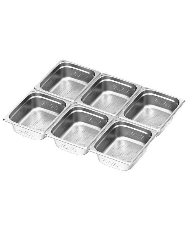 GGM Gastro (6 pcs) Stainless Steel Gastronorm Pan GN 1/2 - perforated - Depth: 100mm