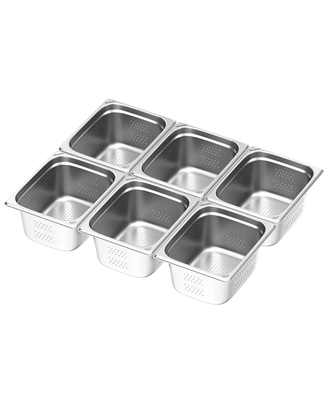 GGM Gastro (6 pcs) Stainless Steel Gastronorm Pan GN 1/2 - perforated - Depth: 150mm
