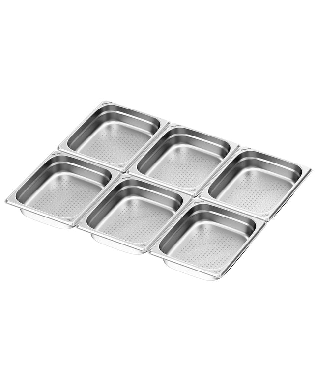 GGM Gastro (6 pcs) Stainless Steel Gastronorm Pan GN 1/2 - perforated - Depth: 65mm