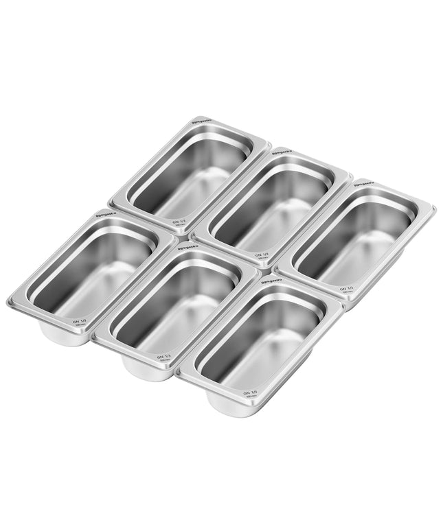 GGM Gastro (6 pcs) Stainless Steel Gastronorm Pan GN 1/3 - Depth: 100mm