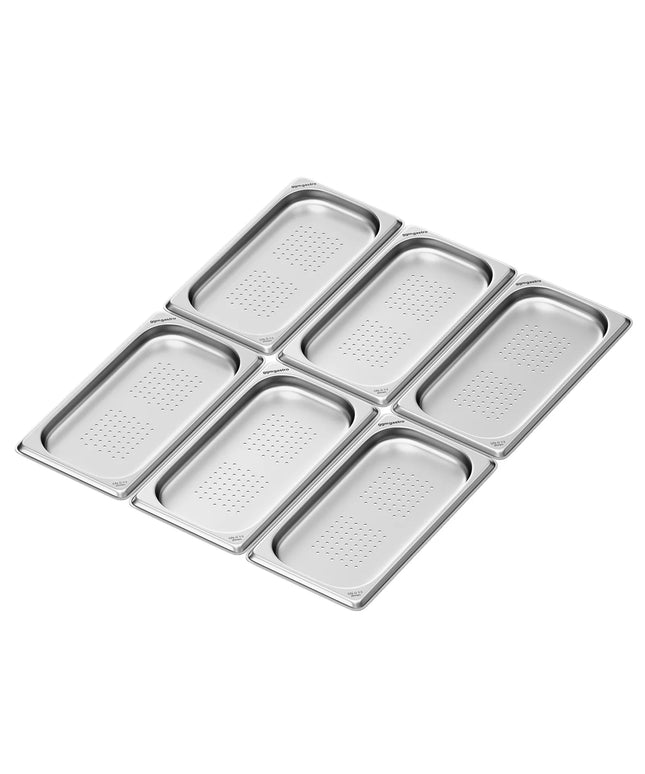 GGM Gastro (6 pcs) Stainless Steel Gastronorm Pan GN 1/3 - perforated - Depth: 20mm