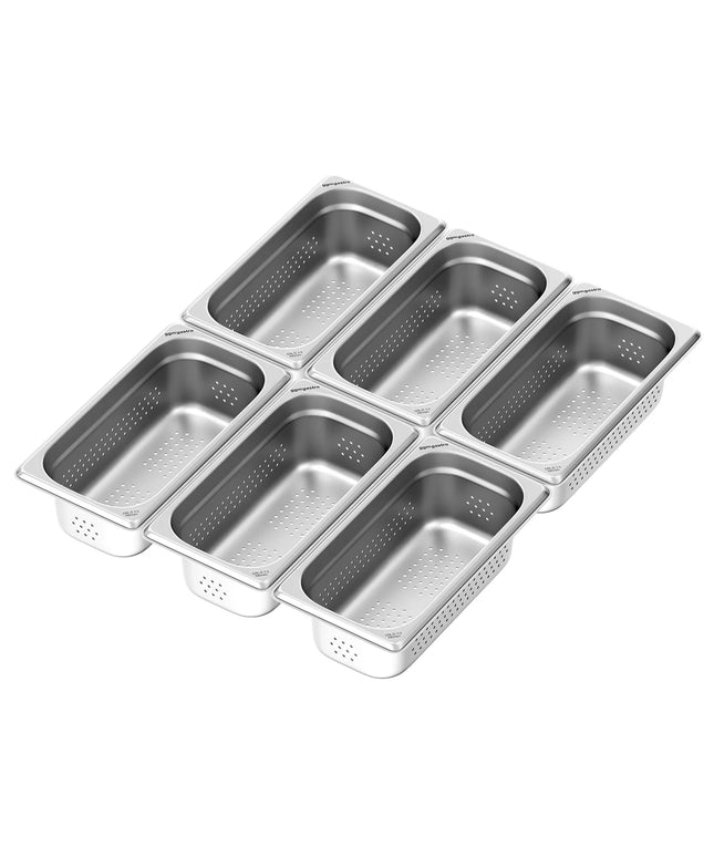 GGM Gastro (6 pcs) Stainless Steel Gastronorm Pan GN 1/3 - perforated - Depth: 100mm