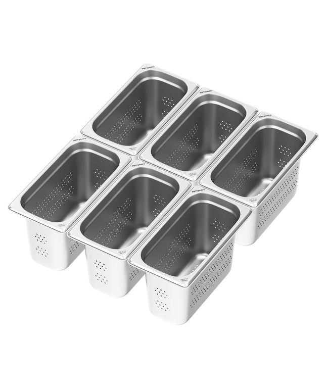 GGM Gastro (6 pcs) Stainless Steel Gastronorm Pan GN 1/3 - perforated - Depth: 200mm