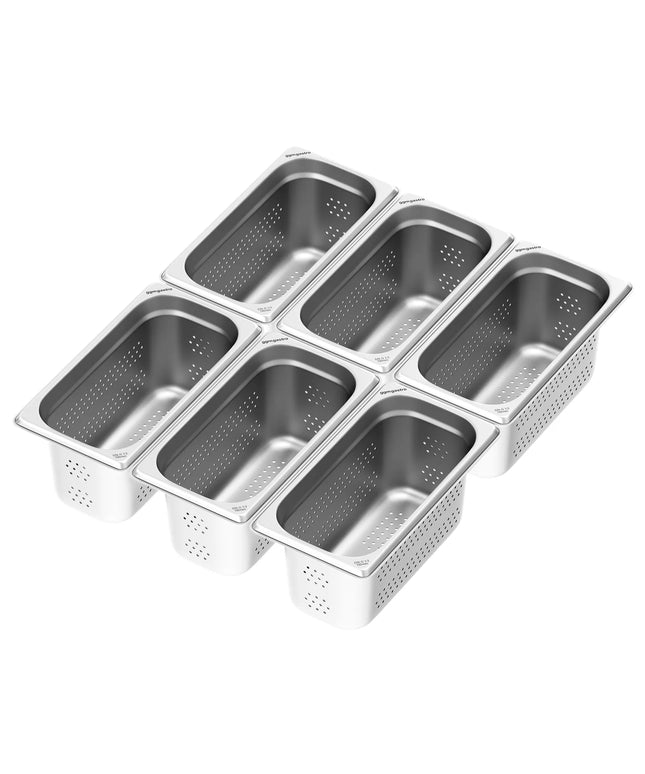 GGM Gastro (6 pcs) Stainless Steel Gastronorm Pan GN 1/3 - perforated - Depth: 150mm