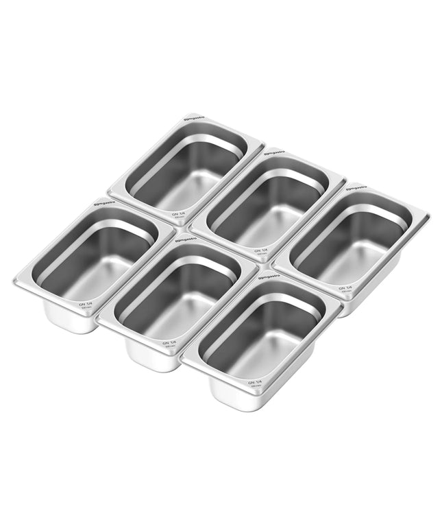 GGM Gastro (6 pcs) Stainless Steel Gastronorm Pan GN 1/4 - Depth: 100mm