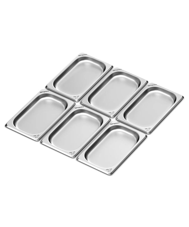 GGM Gastro (6 pcs) Stainless Steel Gastronorm Pan GN 1/4 - Depth: 20mm