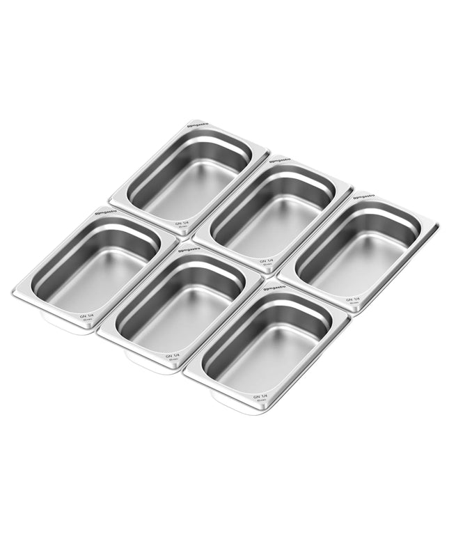 GGM Gastro (6 pcs) Stainless Steel Gastronorm Pan GN 1/4 - Depth: 65mm