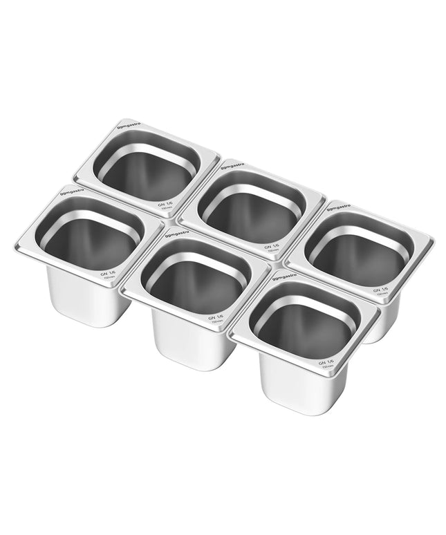 GGM Gastro (6 pcs) Stainless Steel Gastronorm Pan GN 1/6 - Depth: 150mm