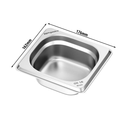 GGM Gastro (6 pcs) Stainless Steel Gastronorm Pan GN 1/6 - Depth: 65mm