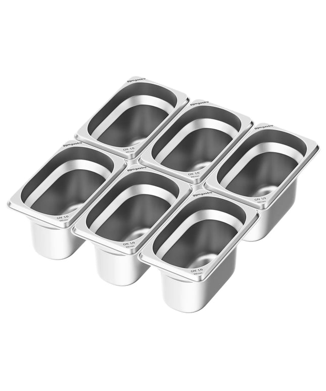 GGM Gastro (6 pcs) Stainless Steel Gastronorm Pan GN 1/9 - Depth: 100mm
