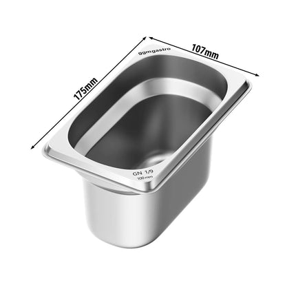 GGM Gastro (6 pcs) Stainless Steel Gastronorm Pan GN 1/9 - Depth: 100mm