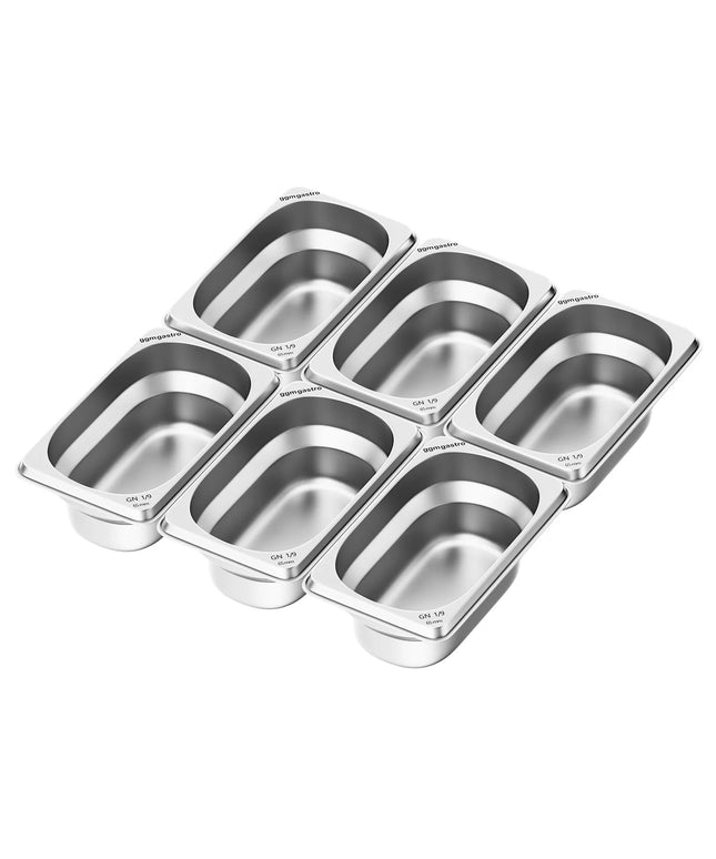 GGM Gastro (6 pcs) Stainless Steel Gastronorm Pan GN 1/9 - Depth: 65mm