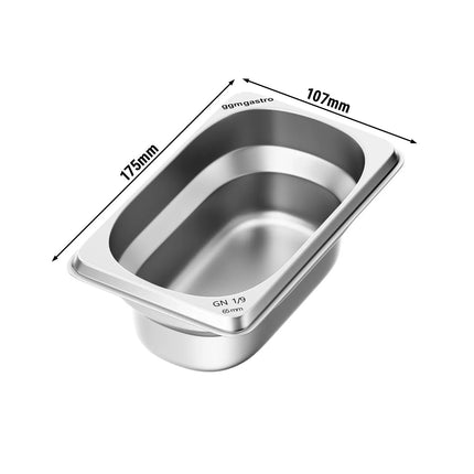 GGM Gastro (6 pcs) Stainless Steel Gastronorm Pan GN 1/9 - Depth: 65mm