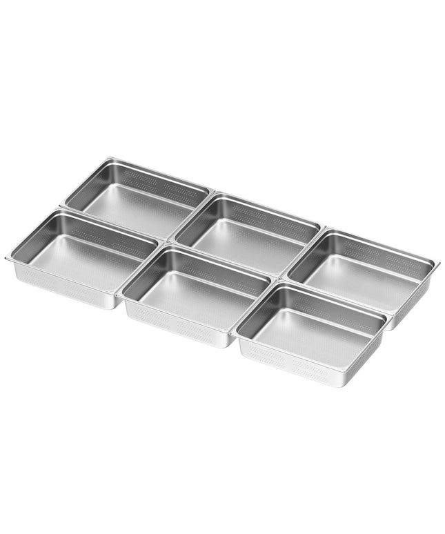 GGM Gastro (6 pcs) Stainless Steel Gastronorm Pan GN 2/1 - perforated - Depth: 150mm