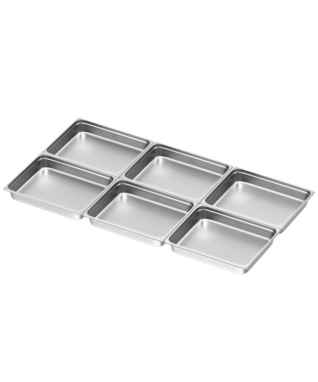GGM Gastro (6 pcs) Stainless Steel Gastronorm Pan GN 2/1 - perforated - Depth: 100mm