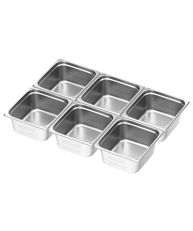 GGM Gastro (6 pcs) Stainless Steel Gastronorm Pan GN 2/3 - perforated - Depth: 150mm