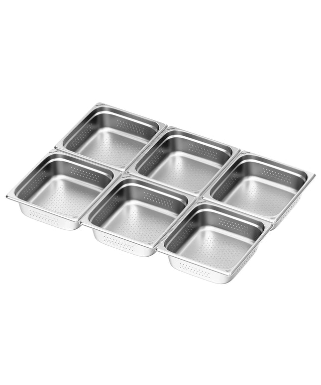 GGM Gastro (6 pcs) Stainless Steel Gastronorm Pan GN 2/3 - perforated - Depth: 100mm