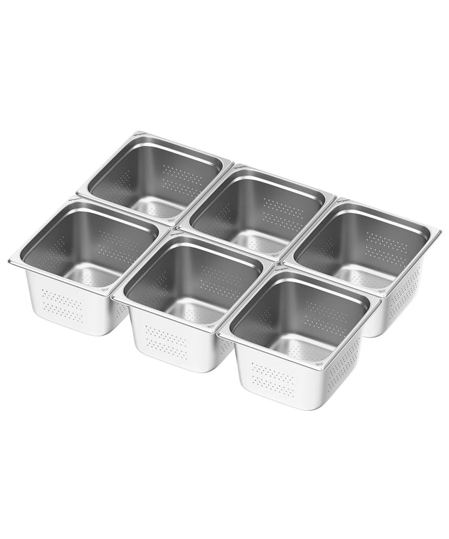GGM Gastro (6 pcs) Stainless Steel Gastronorm Pan GN 2/3 - perforated - Depth: 200mm