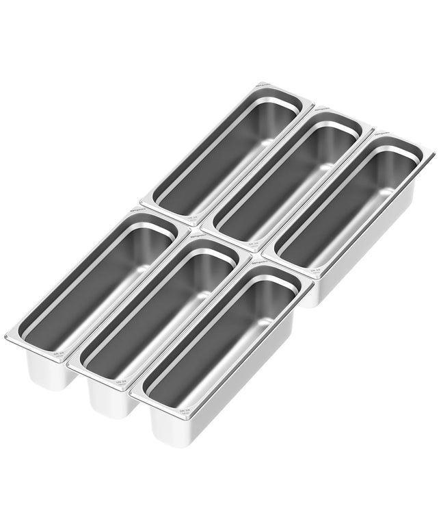 GGM Gastro (6 pcs) Stainless Steel Gastronorm Pan GN 2/4 - Depth: 150mm