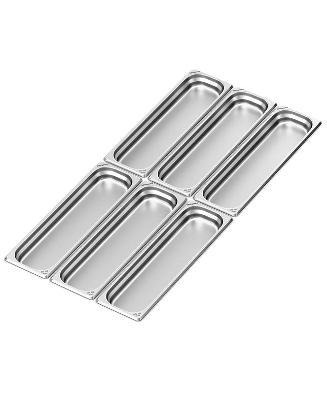 GGM Gastro (6 pcs) Stainless Steel Gastronorm Pan GN 2/4 - Depth: 40mm