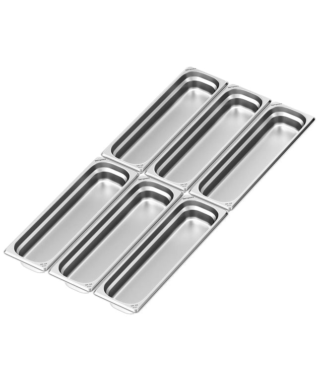 GGM Gastro (6 pcs) Stainless Steel Gastronorm Pan GN 2/4 - Depth: 65mm