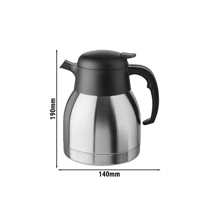 GGM Gastro (6 pcs) Stainless Steel Vacuum Jug - CLASSIC - 1.0L - One-Handed Operation - Height 190mm